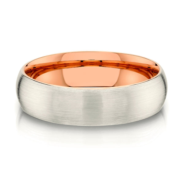 Classic Dome Brushed Band in 2-Tone 14k Champagne & Rose Gold (6mm)