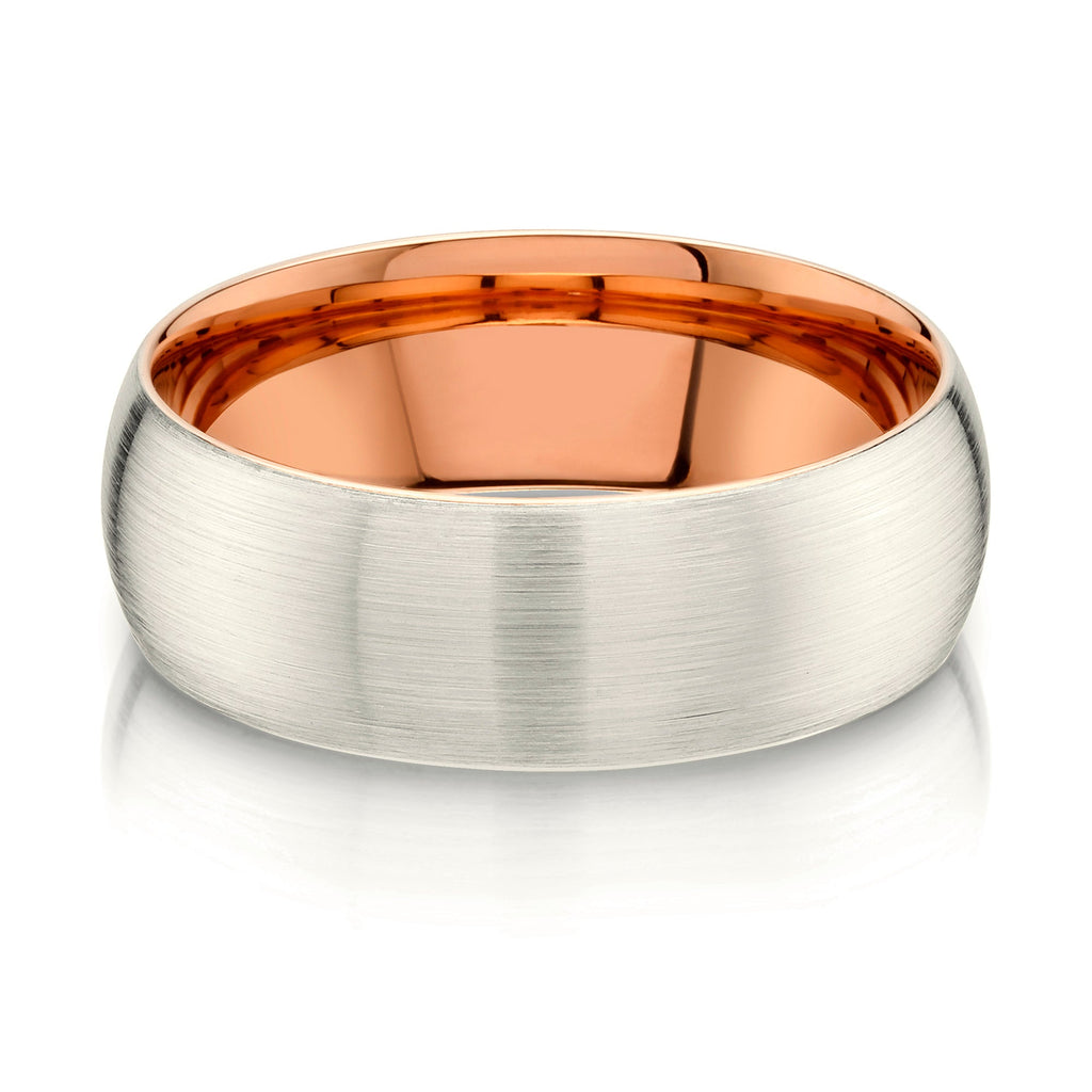 Classic Dome Brushed Band in 2-Tone 14k Champagne & Rose Gold (8mm)