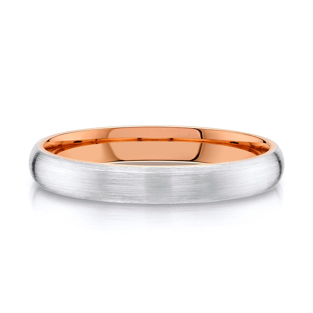 Classic Dome Brushed Band in 2-Tone 14k White & Rose Gold (3mm)