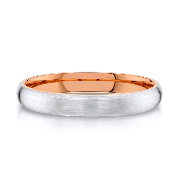 Classic Dome Brushed Band in 2-Tone 14k White & Rose Gold (3mm)