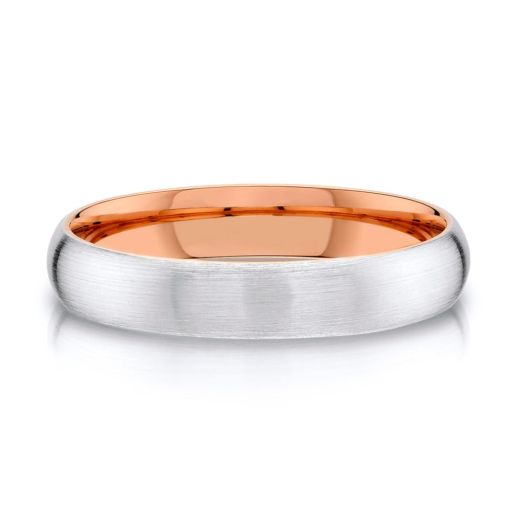 Classic Dome Brushed Band in 2-Tone 14k White & Rose Gold (4mm)