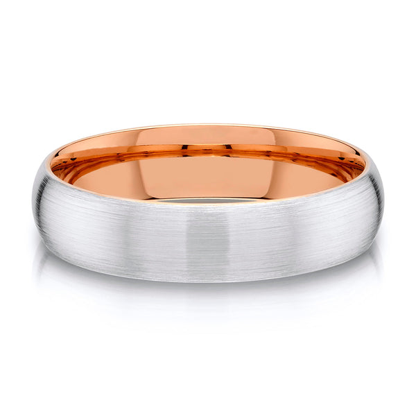 Classic Dome Brushed Band in 2-Tone 14k White & Rose Gold (5mm)