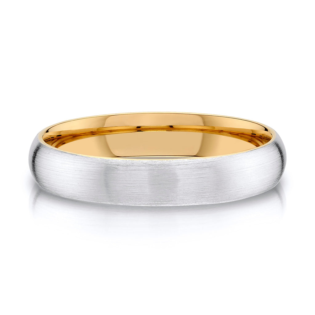 Classic Dome Brushed Band in 2-Tone 14k White & Yellow Gold (4mm)