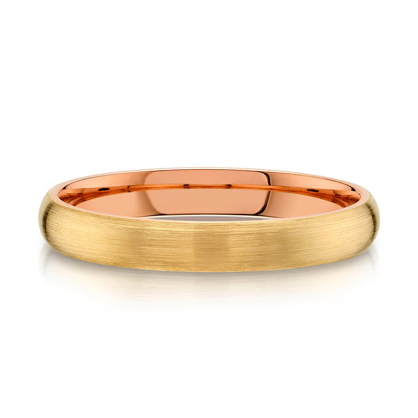 Classic Dome Brushed Band in 2-Tone 14k Yellow & Rose Gold (3mm)