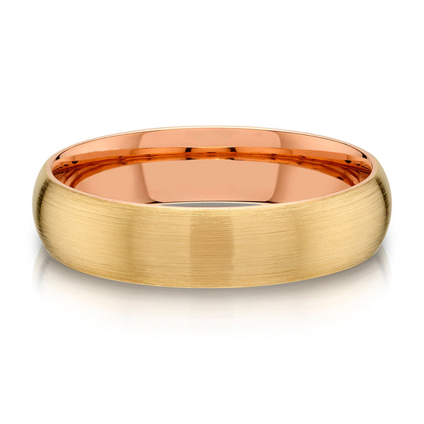 Classic Dome Brushed Band in 2-Tone 14k Yellow & Rose Gold (5mm)