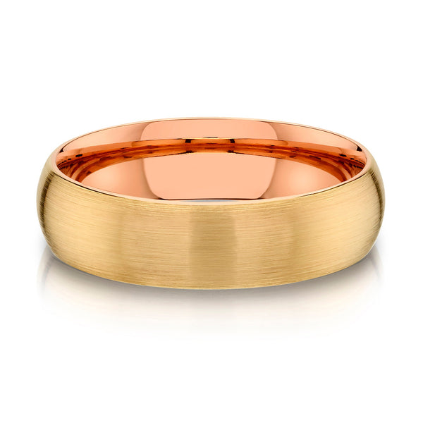 Classic Dome Brushed Band in 2-Tone 14k Yellow & Rose Gold (6mm)