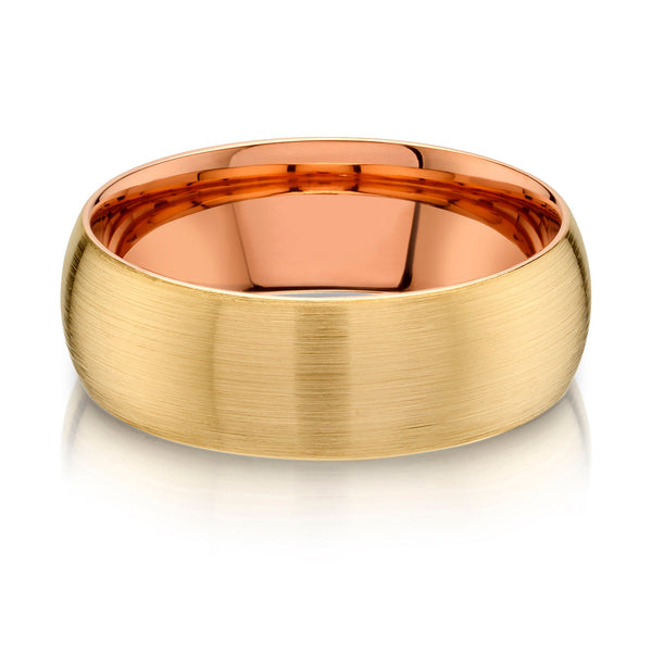 Classic Dome Brushed Band in 2-Tone 14k Yellow & Rose Gold (8mm)