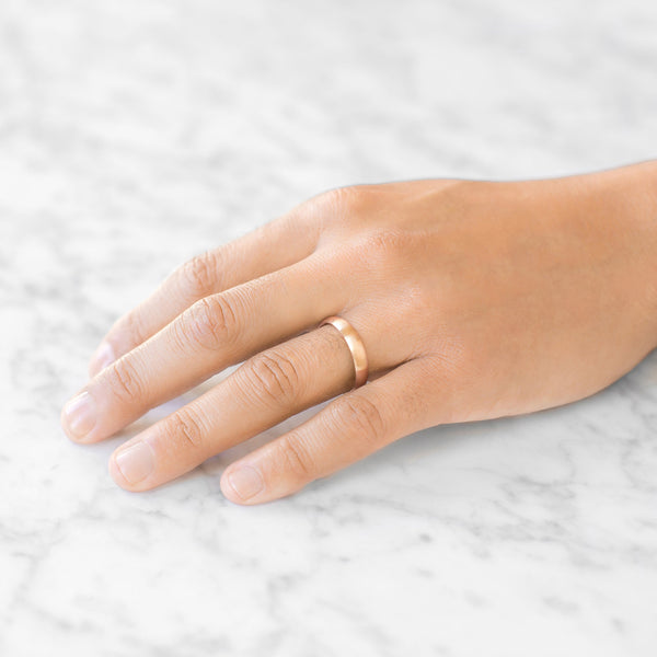 Classic Dome Brushed Band in 14k Rose Gold (4mm)