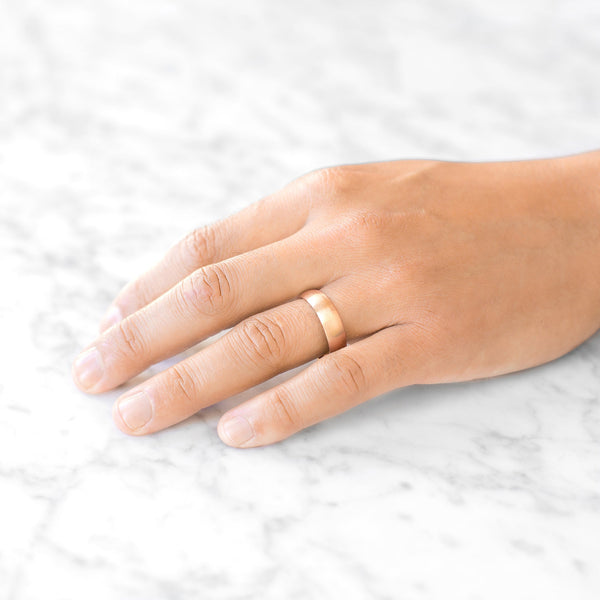 Classic Dome Brushed Band in 14k Rose Gold (6mm)