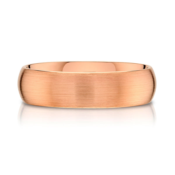 Classic Dome Brushed Band in 14k Rose Gold (6mm)