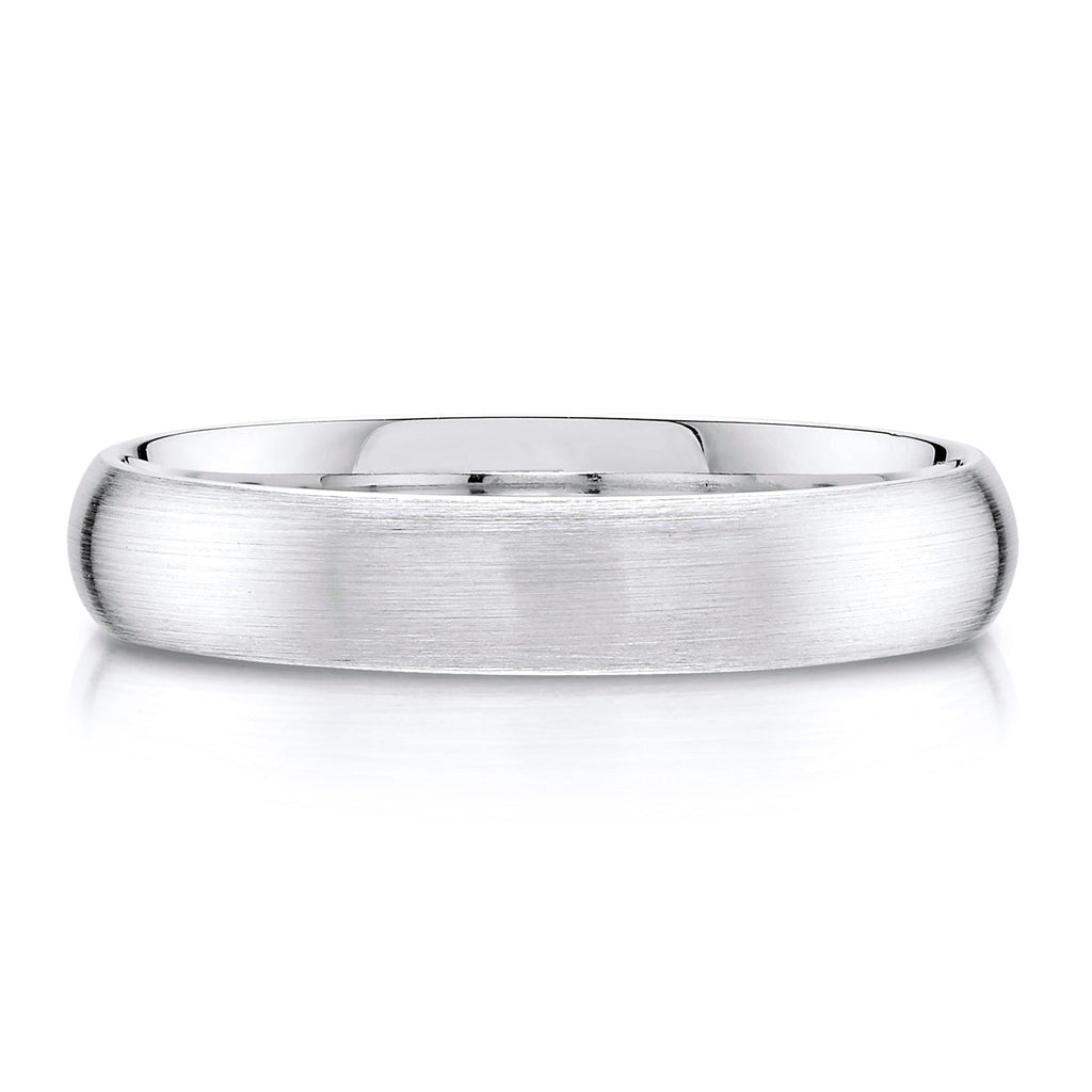 Classic Dome Brushed Band in 14k White Gold (4mm)