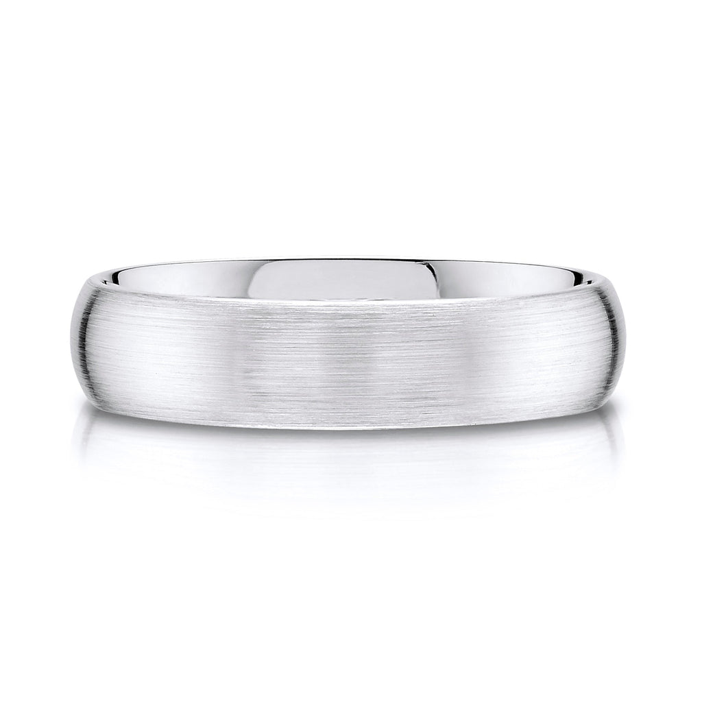 Classic Dome Brushed Band in 14k White Gold (5mm)