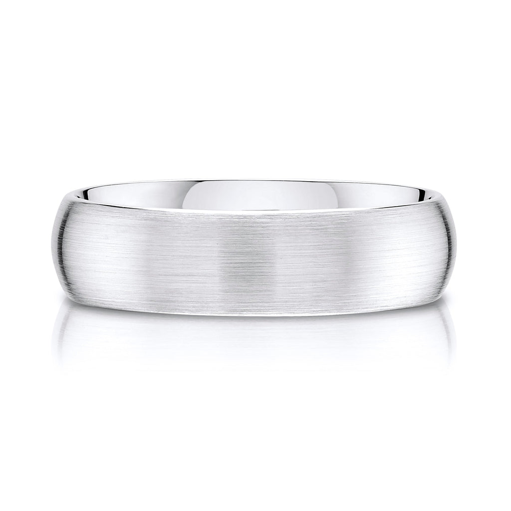 Classic Dome Brushed Band in 14k White Gold (6mm)