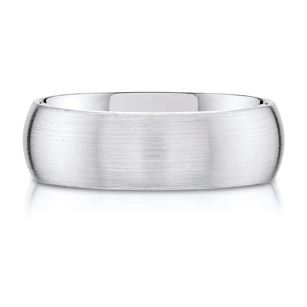 Classic Dome Brushed Band in 14k White Gold (7mm)