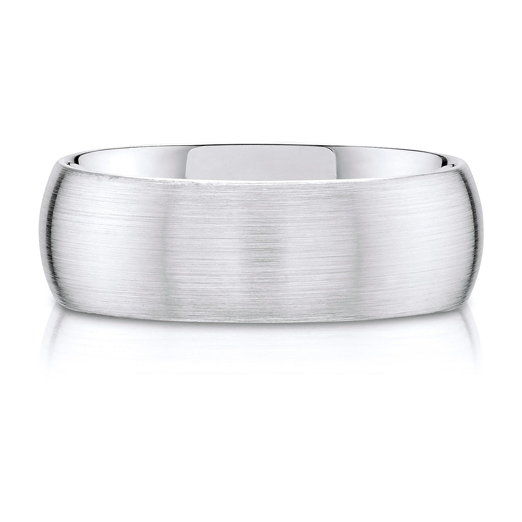 Classic Dome Brushed Band in 14k White Gold (8mm)