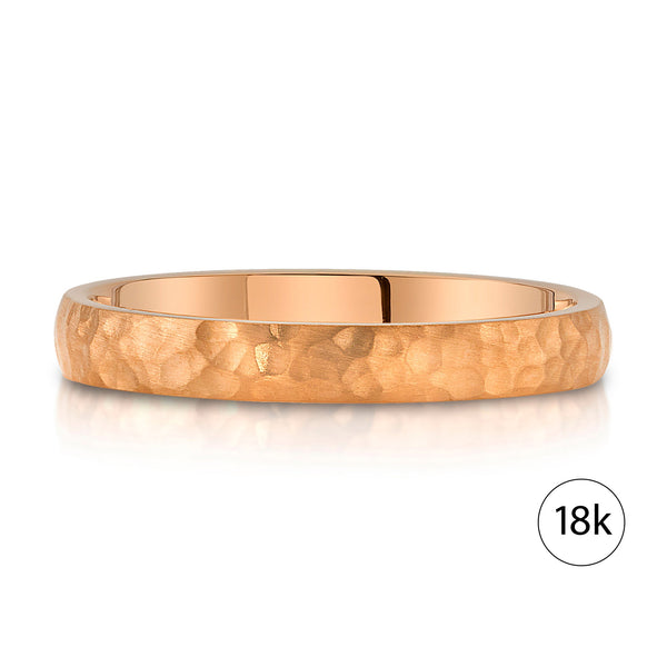 Classic Dome Hammered Satin Band in 18k Rose Gold (3mm)