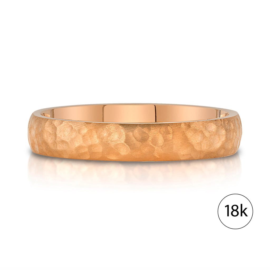 Classic Dome Hammered Satin Band in 18k Rose Gold (4mm)