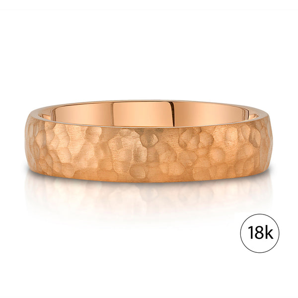 Classic Dome Hammered Satin Band in 18k Rose Gold (5mm)