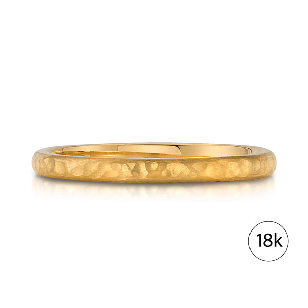 Classic Dome Hammered Satin Band in 18k Yellow Gold (2mm)