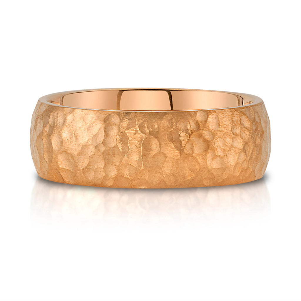 Classic Dome Hammered Satin Band in 14k Rose Gold (8mm)