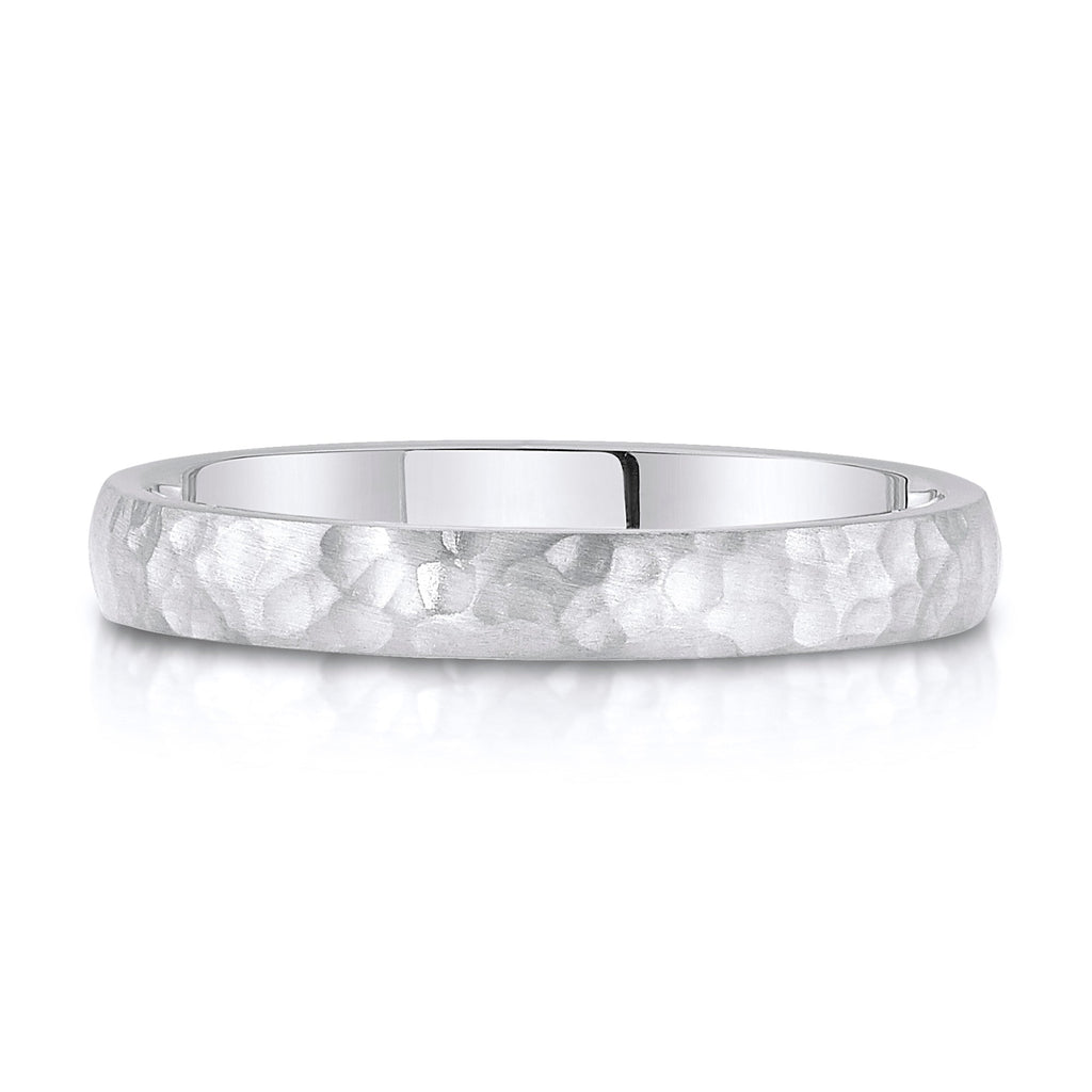 Classic Dome Hammered Satin Band in 14k White Gold (3mm)