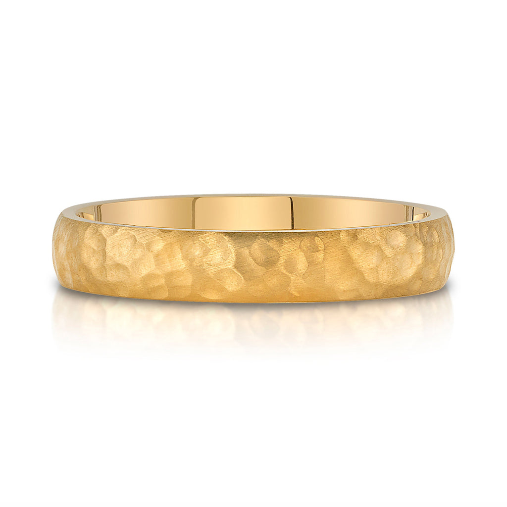 Classic Dome Hammered Satin Band in 14k Yellow Gold (4mm)
