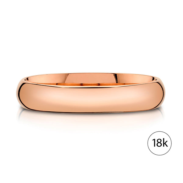 Classic Dome Polished Band in 18k Rose Gold (4mm)