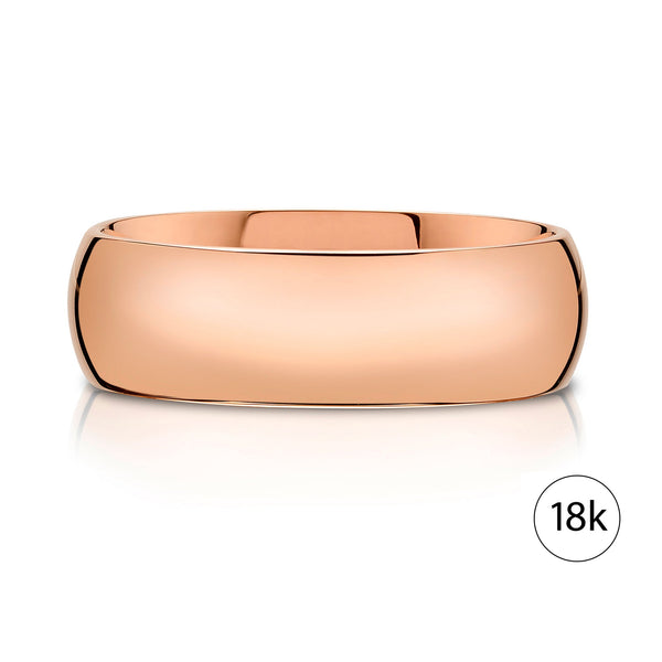 Classic Dome Polished Band in 18k Rose Gold (7mm)