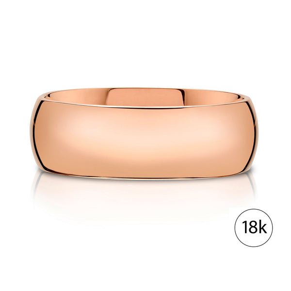 Classic Dome Polished Band in 18k Rose Gold (8mm)