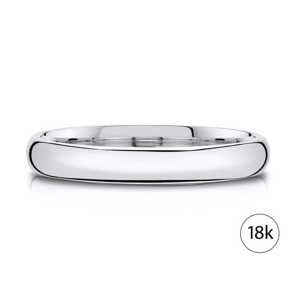 Classic Dome Polished Band in 18k White Gold (3mm)