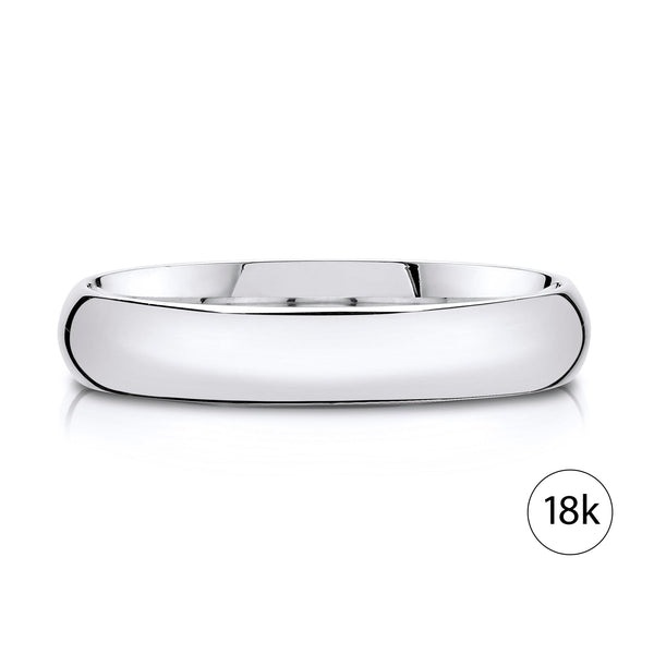 Classic Dome Polished Band in 18k White Gold (4mm)