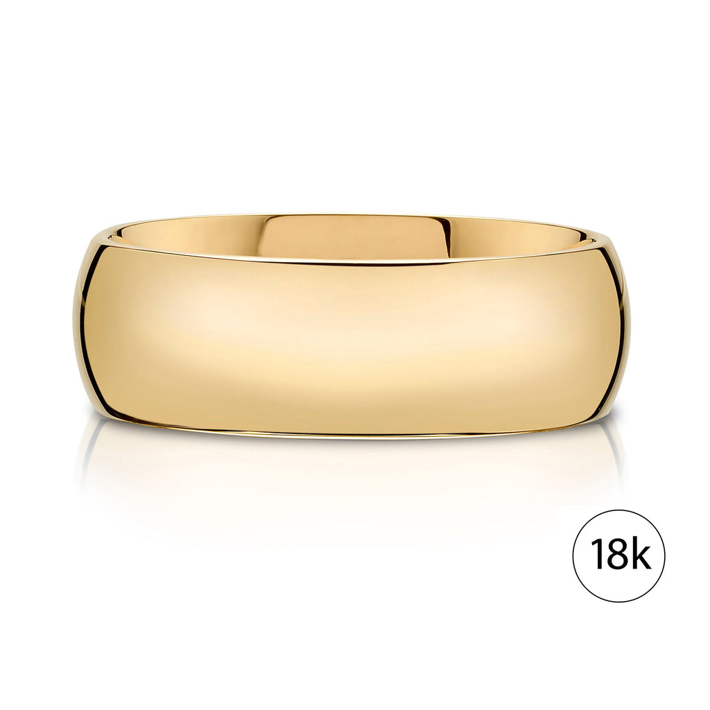 Classic Dome Polished Band in 18k Yellow Gold (8mm)