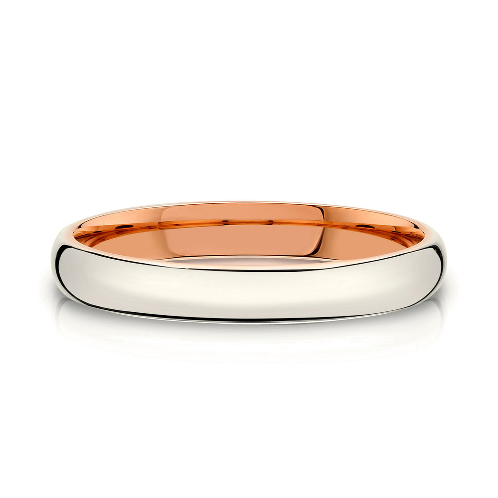 Classic Dome Polished Band in 2-Tone 14k Champagne & Rose Gold (3mm)