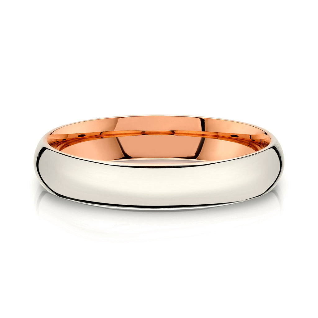Classic Dome Polished Band in 2-Tone 14k Champagne & Rose Gold (4mm)