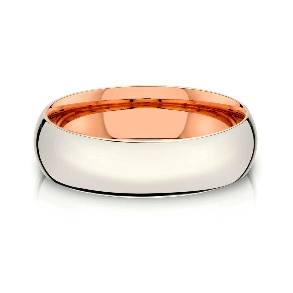 Classic Dome Polished Band in 2-Tone 14k Champagne & Rose Gold (6mm)