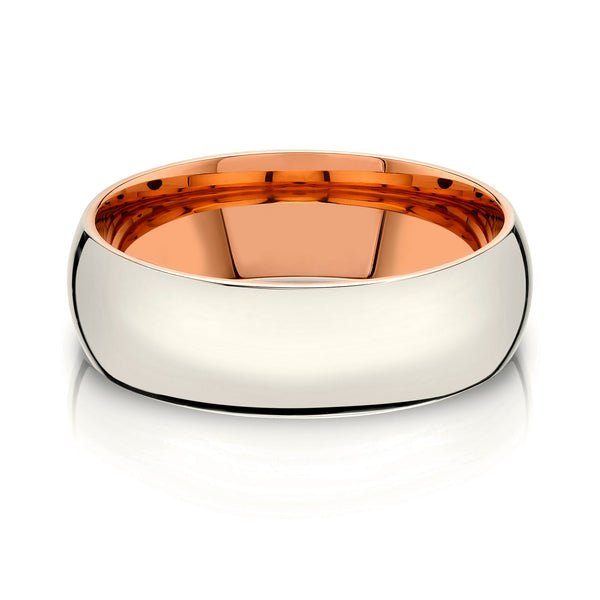 Classic Dome Polished Band in 2-Tone 14k Champagne & Rose Gold (7mm)