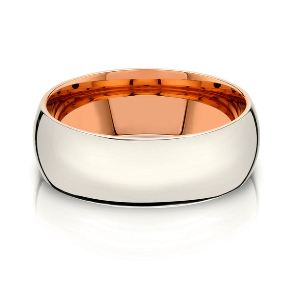 Classic Dome Polished Band in 2-Tone 14k Champagne & Rose Gold (8mm)