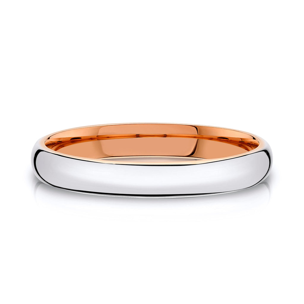 Classic Dome Polished Band in 2-Tone 14k White & Rose Gold (3mm)