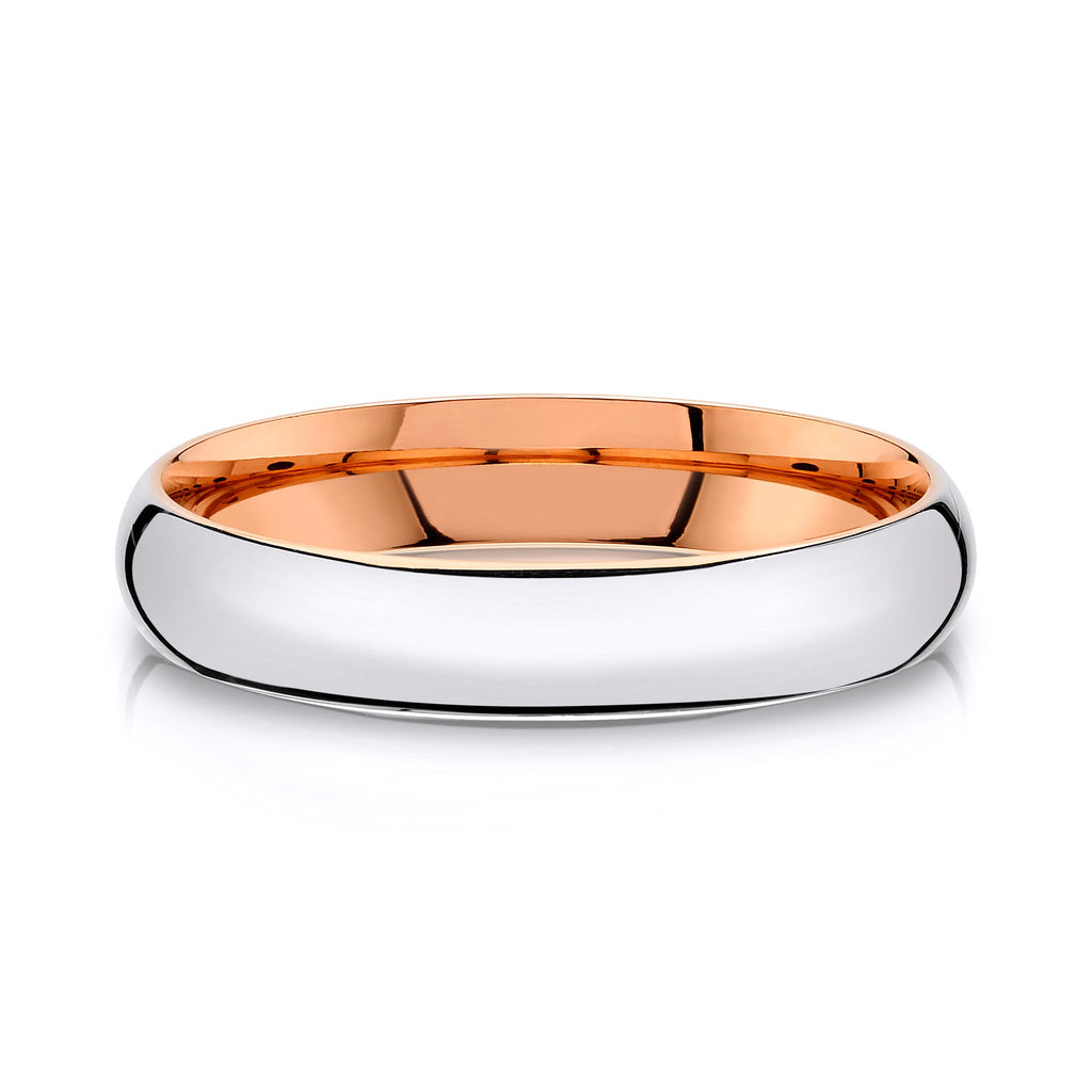 Classic Dome Polished Band in 2-Tone 14k White & Rose Gold (4mm)