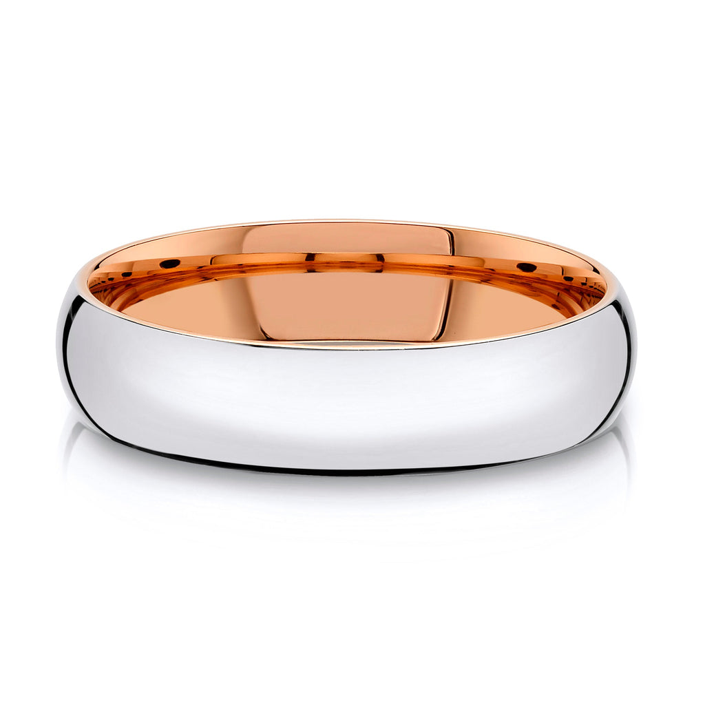 Classic Dome Polished Band in 2-Tone 14k White & Rose Gold (5mm)