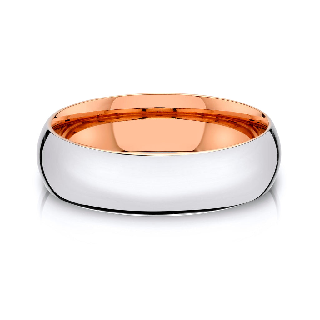Classic Dome Polished Band in 2-Tone 14k White & Rose Gold (6mm)