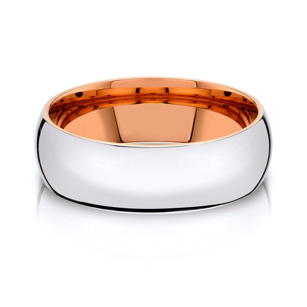Classic Dome Polished Band in 2-Tone 14k White & Rose Gold (7mm)
