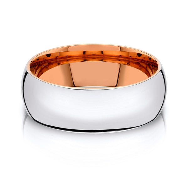 Classic Dome Polished Band in 2-Tone 14k White & Rose Gold (8mm)