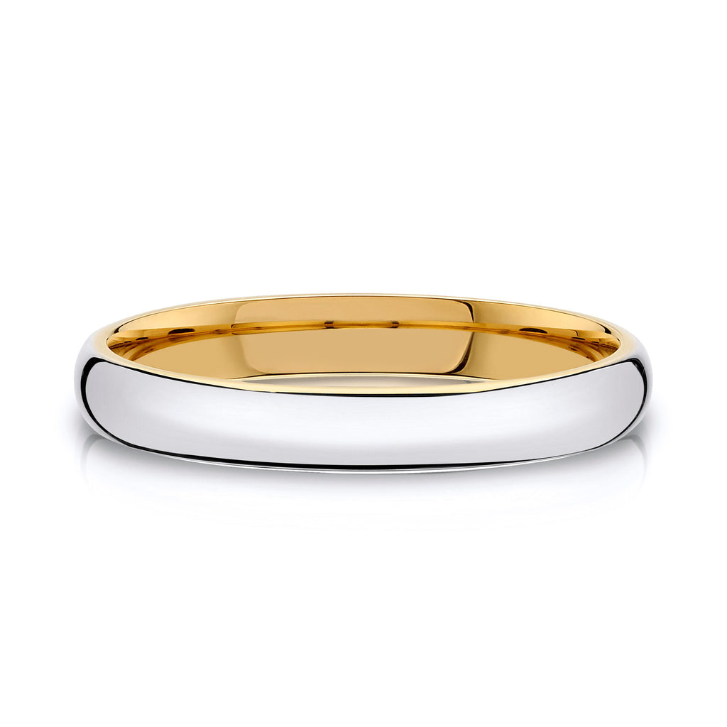 Classic Dome Polished Band in 2-Tone 14k White & Yellow Gold (3mm)