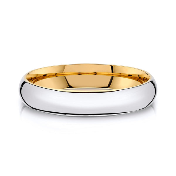 Classic Dome Polished Band in 2-Tone 14k White & Yellow Gold (4mm)