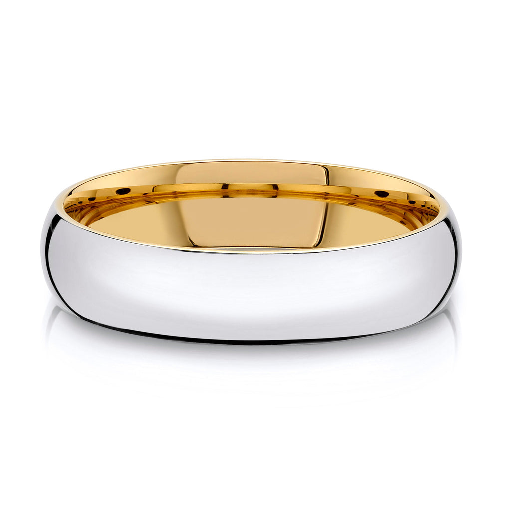 Classic Dome Polished Band in 2-Tone 14k White & Yellow Gold (5mm)