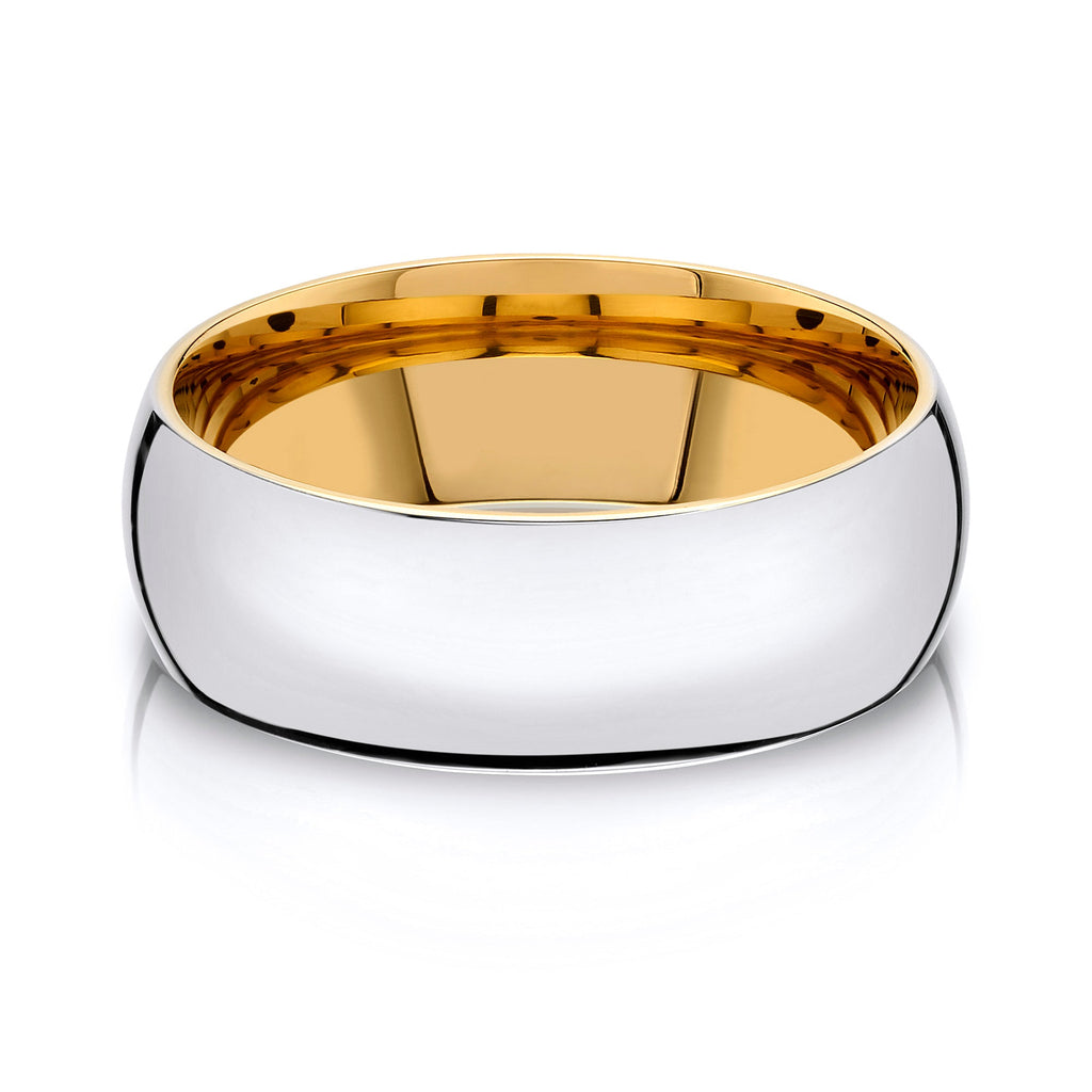 Classic Dome Polished Band in 2-Tone 14k White & Yellow Gold (8mm)