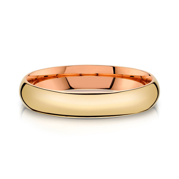 Classic Dome Polished Band in 2-Tone 14k Yellow & Rose Gold (4mm)