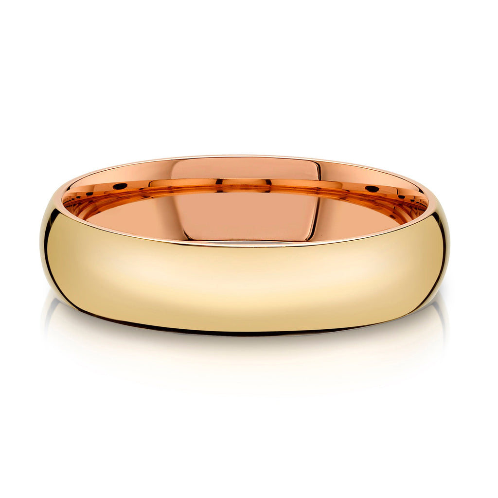 Classic Dome Polished Band in 2-Tone 14k Yellow & Rose Gold (5mm)