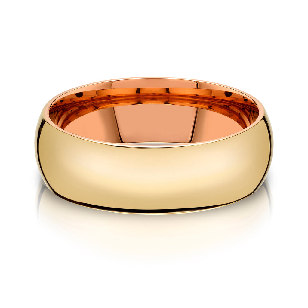 Classic Dome Polished Band in 2-Tone 14k Yellow & Rose Gold (7mm)